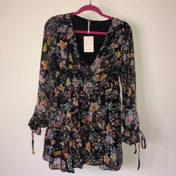 NWT Free People Floral Blouse - Picture 2 of 8